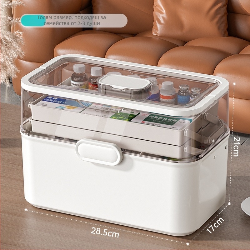 Кутия за лекарства Домашна кутия за лекарства Домакинска кутия за лекарства с голям капацитет Детска многослойна кутия за медицинско съхранение Кутия за първа помощ Малка кутия за лекарства