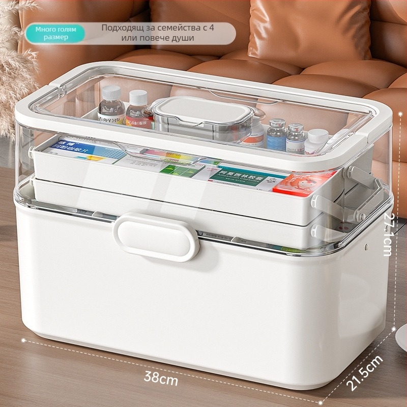 Кутия за лекарства Домашна кутия за лекарства Домакинска кутия за лекарства с голям капацитет Детска многослойна кутия за медицинско съхранение Кутия за първа помощ Малка кутия за лекарства