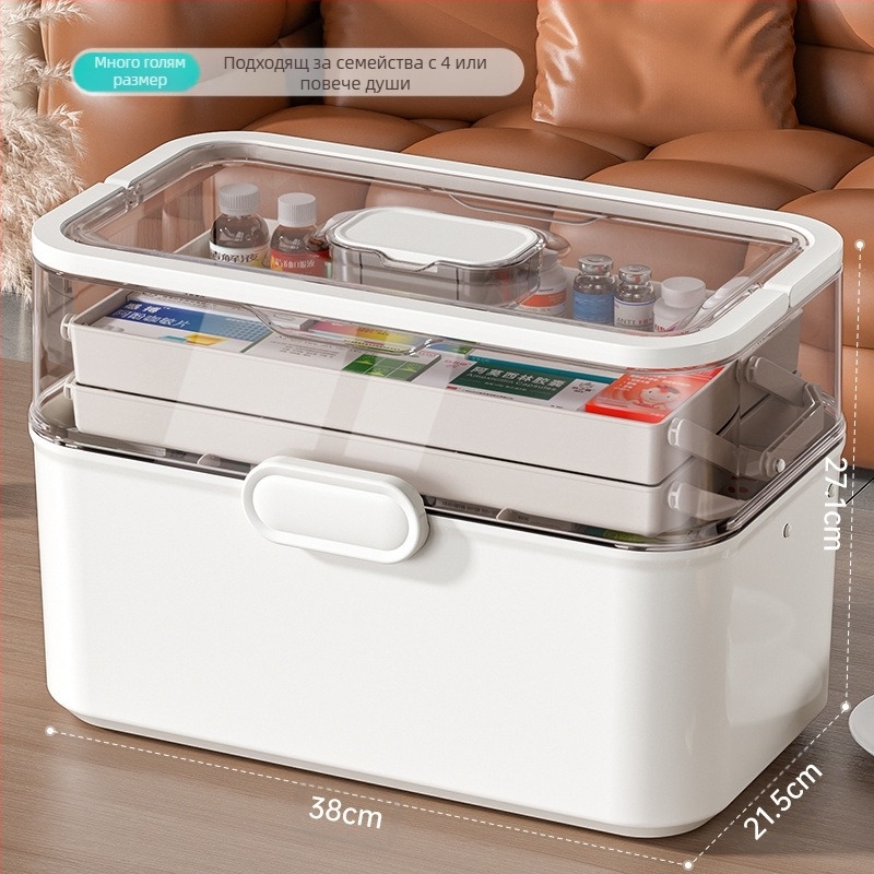 Кутия за лекарства Домашна кутия за лекарства Домакинска кутия за лекарства с голям капацитет Детска многослойна кутия за медицинско съхранение Кутия за първа помощ Малка кутия за лекарства