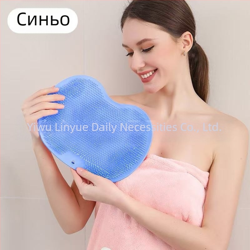 Неплъзгаща се силиконова подложка за триене на краката, артефакт за гръб, подложка за триене на гръб за мързелив човек, вендуза за вана, силна подложка за избърсване на гръб, подложка за измиване на стената на банята