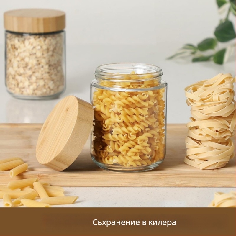 Трансграничен буркан за съхранение на кафе на зърна от бамбук Amazon, запечатан буркан от стъкло, кухненски буркан за храна, ядки и закуски