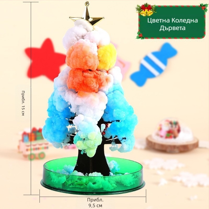 Трансграничен източник на хартиено дърво, цъфтящи деца, „Направи си сам“, магически растеж, кристални играчки за дърво, цветни коледни елхи, производители на едро