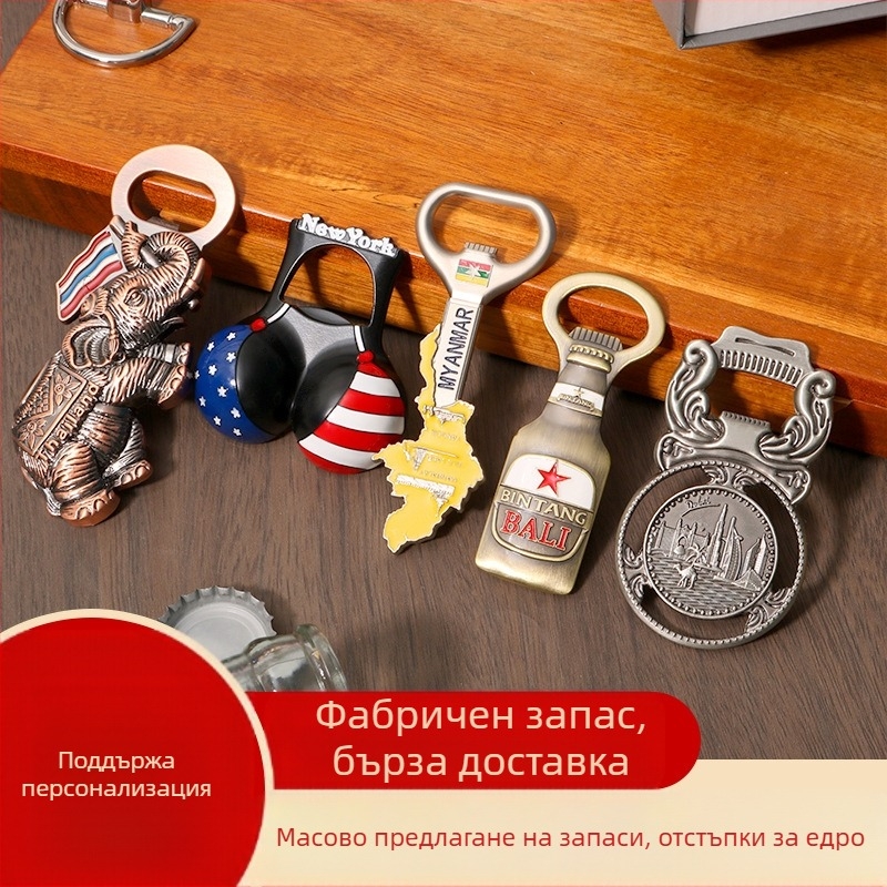 На склад трансграничен Тайланд, САЩ, Мианмар, стикер за хладилник, отварачка за бутилки от цинкова сплав, персонализиран възпоменателен подарък за пътуване, отварачка за бутилки