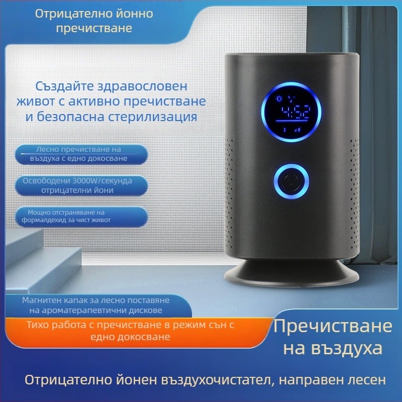 Домакински пречиствател за въздух за автомобили, отрицателни йони, ароматерапия, премахване на миризми, PM2.5 филтърна сърцевина, многофункционален пречиствател