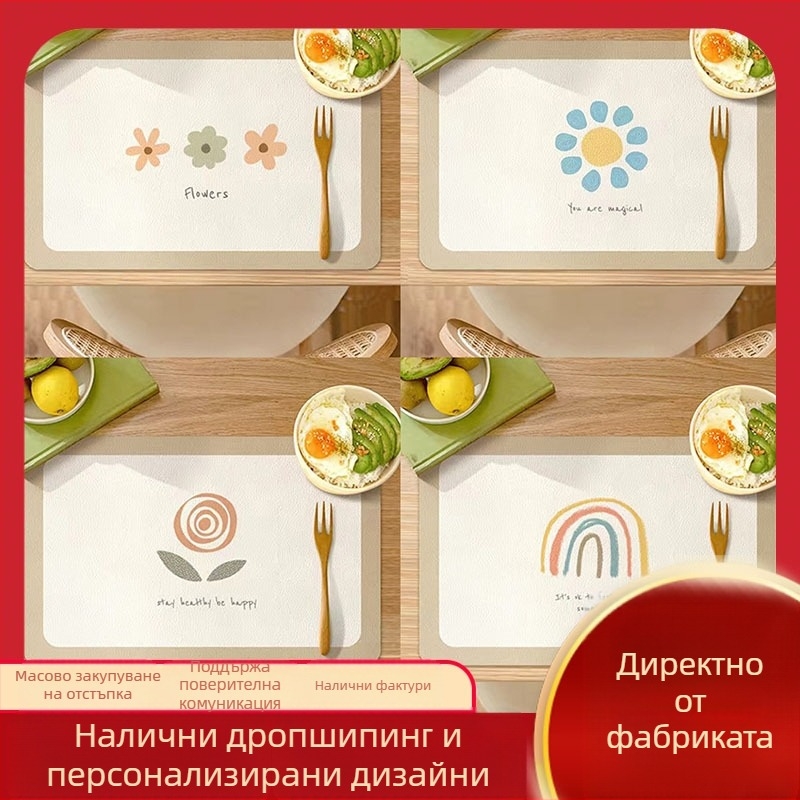 Трансгранични експлозии, скандинавско цвете, подложка за хранене в западен стил, противоопарваща, топлоизолационна подложка, водоустойчива и маслоустойчива подложка за хранене, подложка за купа за домакински съдове