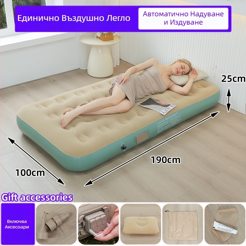 Трансграничен нов външен надуваем матрак от флокиращо PVC надуваемо легло с вградена помпа, единичен и двоен автоматичен надуваем матрак