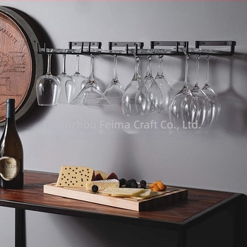 Amazon Трансгранична домакинска чаша за червено вино Висяща поставка за чаши Обикновена обърната висяща чаша Едноредова поставка за чаши за вино Поставка за чаши за вино