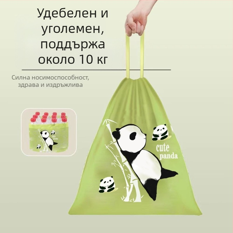 Чанта за боклук с връзки за заек в стил панда, национална тенденция, извличане, удебелена торба за почистване, затваряне, чанта, кухненска чанта, навита и опъната