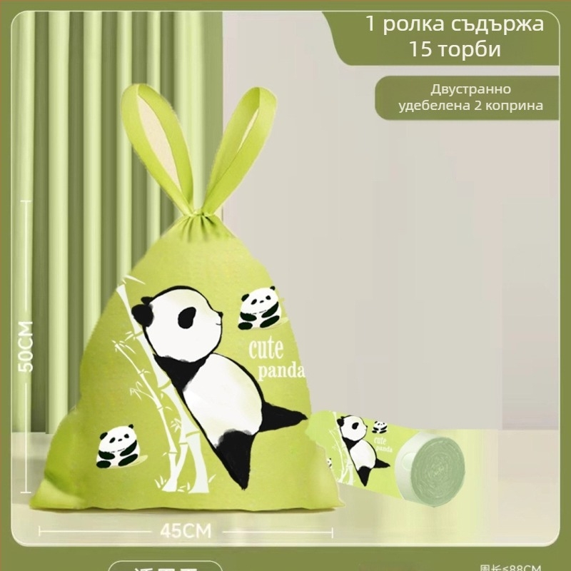 Чанта за боклук с връзки за заек в стил панда, национална тенденция, извличане, удебелена торба за почистване, затваряне, чанта, кухненска чанта, навита и опъната