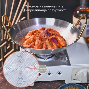 Фабрично директно партидно незалепващо удебелено неръждаемо стоманено пчелно-пчелно покритие Малък горещ съд за сух съд Домашен ресторант Търговски съд Бар Динг