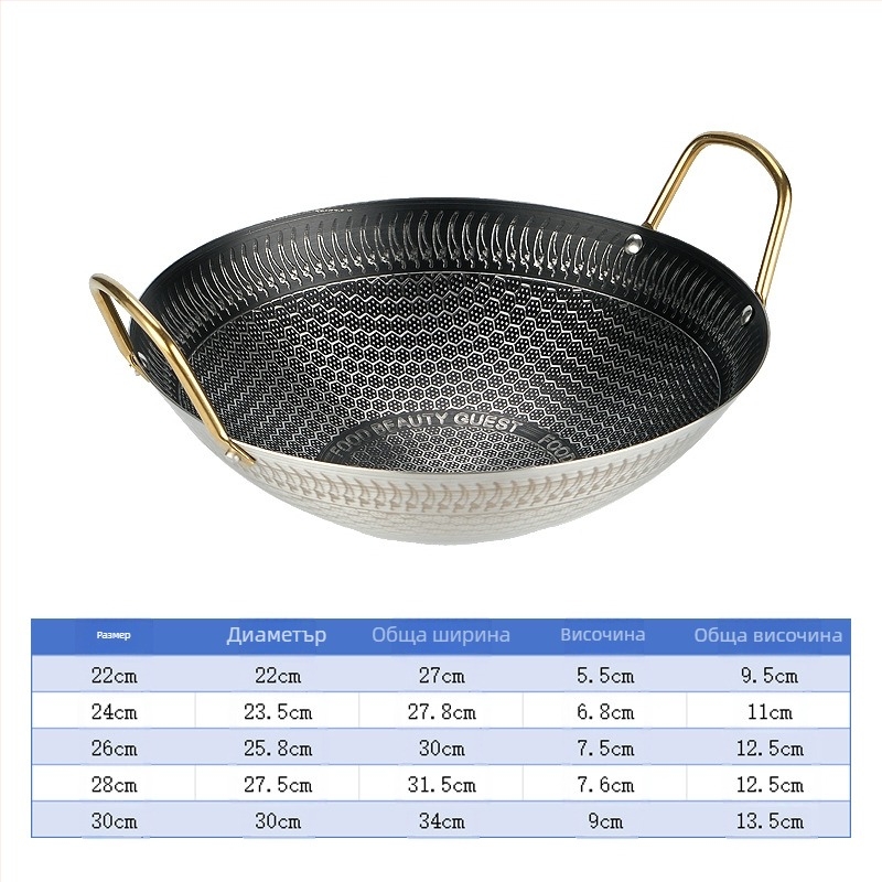 Фабрично директно партидно незалепващо удебелено неръждаемо стоманено пчелно-пчелно покритие Малък горещ съд за сух съд Домашен ресторант Търговски съд Бар Динг