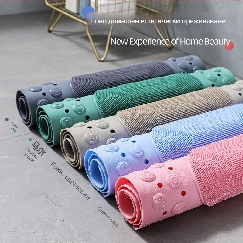 Неплъзгаща се постелка за баня, душ кабина, постелка за баня, екологична масажна постелка за под, предпазваща краката на възрастни хора и деца