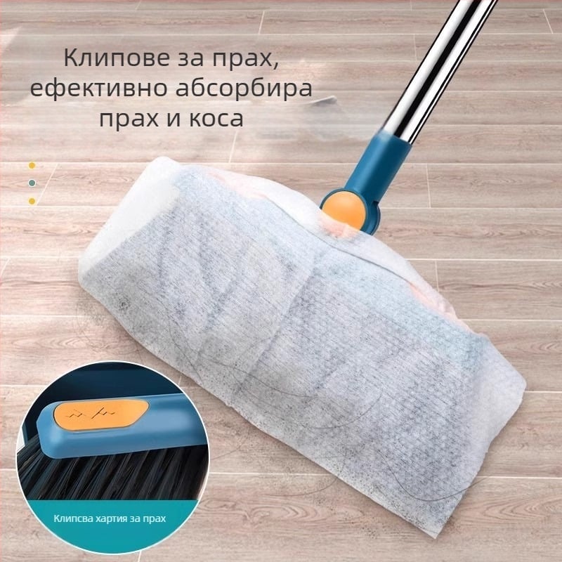 Фабричен директен костюм за метла на едро, домакинска мека вълнена метла, пластмасова метла, незалепваща коса, дълга стържеща лопатка за боклук
