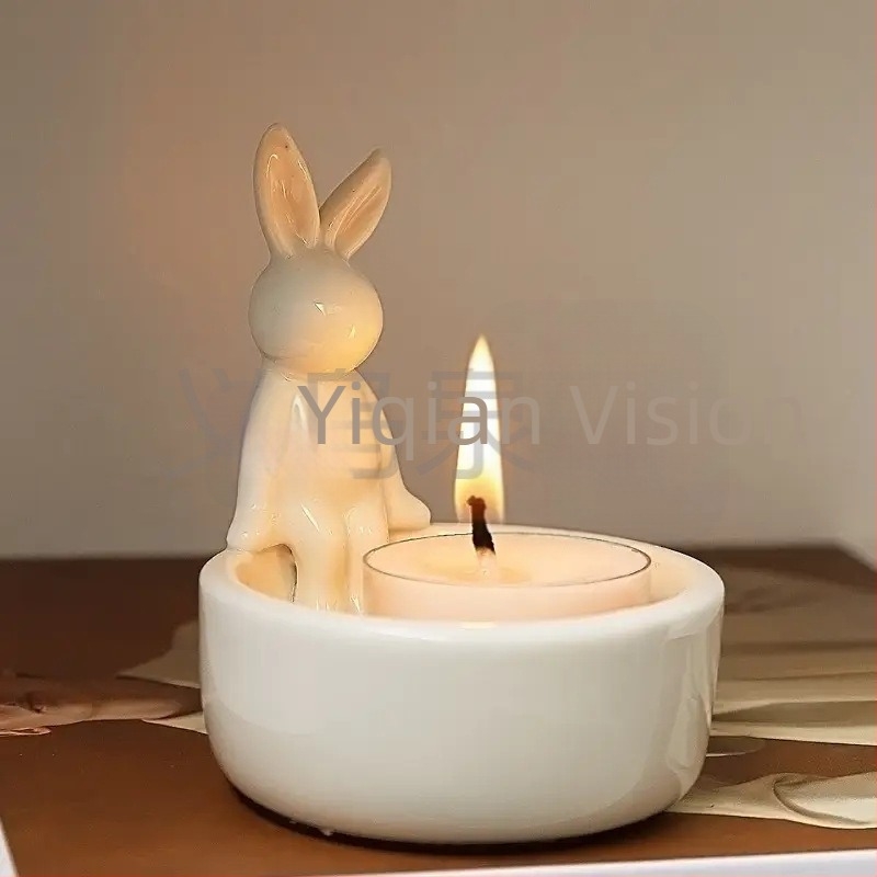 Свещник Ins Resin Cartoon Bunny, скандинавски домашен ароматерапевтичен свещник, домакински трансгранични смолни занаяти