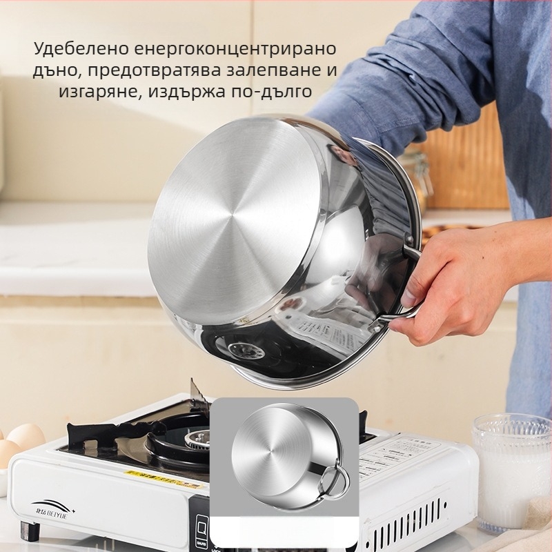 Трансграничен горещо продаван комплект от неръждаема стомана за супа, комбиниран комплект, удебелено композитно дъно, кухненски принадлежности, комплект от осем части