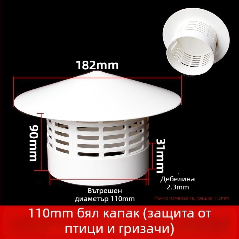 Капак за изпускателна тръба на покрива, неръждаема стомана, капачка за дъжд, защита от птици, мишка, PVC вентилационен отвор, дишаща капачка за комин, чадър