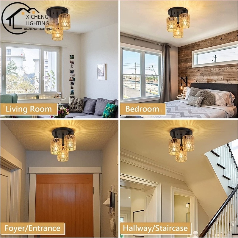 Американски полилей с имитация на конопено въже, плетен в домашен апартмент, пасторален ресторант, чайна, бар, спалня, ръчно изработена таванна лампа с три лампи