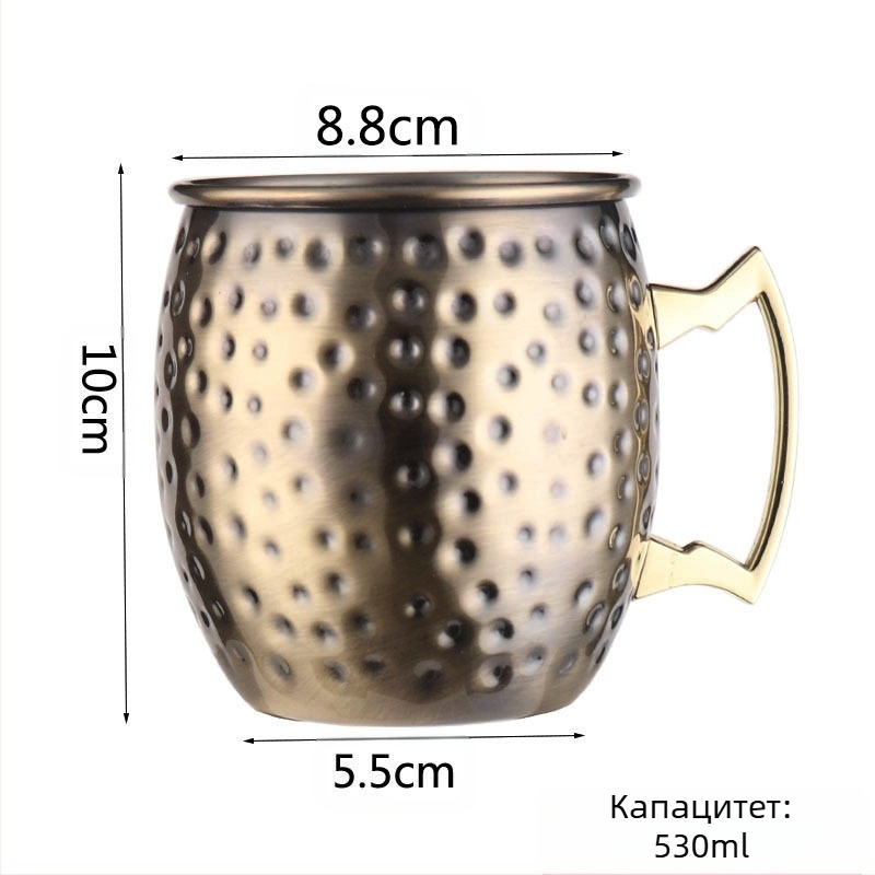 Трансгранична доставка на чаша „Московско муле“ Чаша „Московско муле“ с медно покритие и точкова чаша с гола форма за коктейл