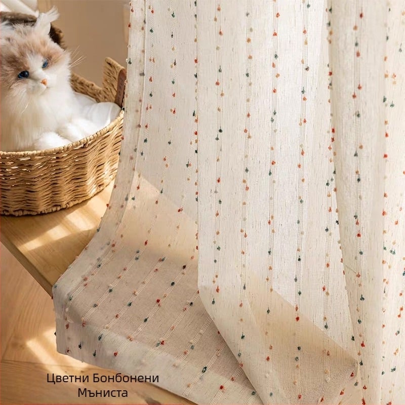 Прозрачна непрозрачна марля завеса Rainbow Candy за момичета и момчета, спалня, еркерен прозорец, детска стая, ленен параван Shaoxing Keqiao