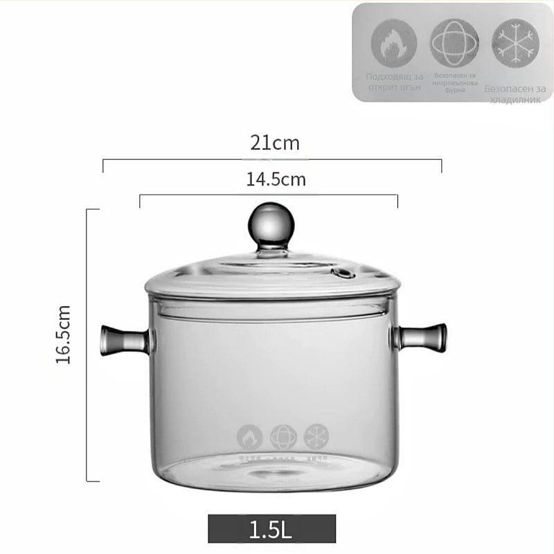 Прозрачен съд за горещо червено вино, чайник за готвене на печка, устойчив на висока температура съд за яхния, чай с аромат на плодове, открит пламък, електрически керамичен котлон, стъклен съд за готвене