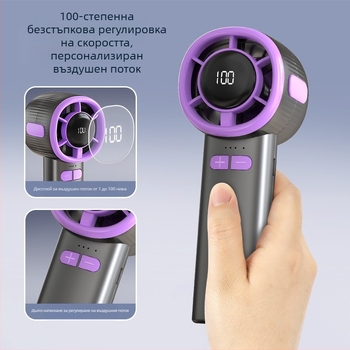 2025 нов 100-скоростен високоскоростен цифров дисплей за ледоохладителен полупроводников вентилатор USB преносим ръчен малък вентилатор