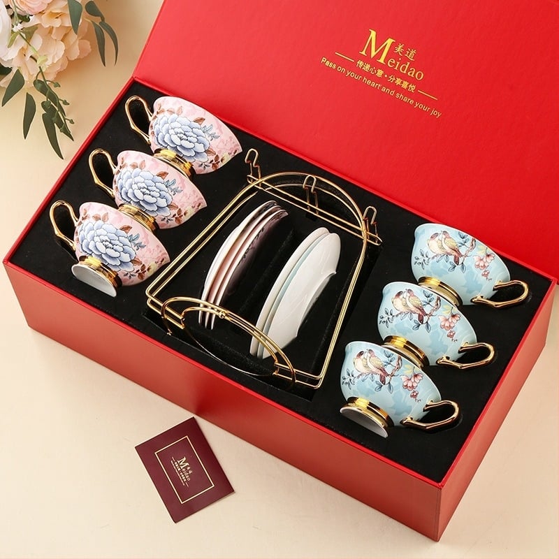 Комплект чаши за кафе Meidao Alpine Sparrow от висок клас, изискан комплект чаши за двойка, подарък за рожден ден на най-добър приятел, сватба