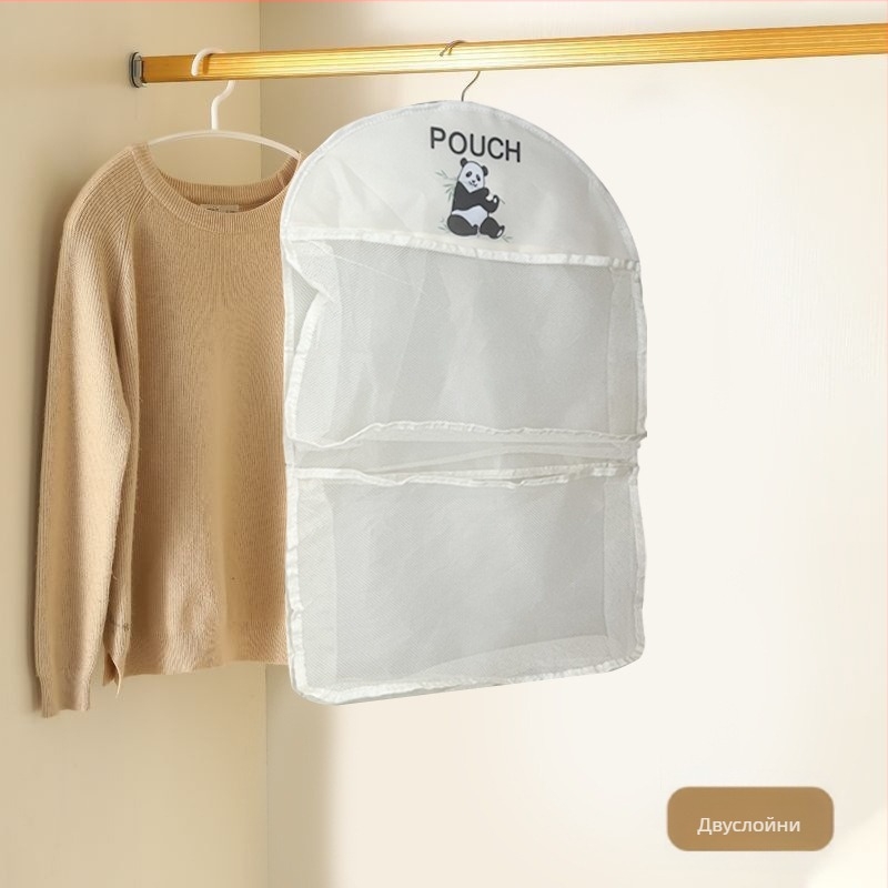 Многослойна чанта за съхранение на бельо с панда, дишаща, сгъваема, за сутиен, за дрехи, за врата на гардероб, за задно окачване