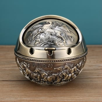 Пепелник Ma to Chenggong за дома и хола, креативен персонализиран тренд с капак, анти-летяща пепел, анти-дим, аромат на пепелник, орнаменти