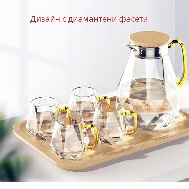 Комплект стъклени кани за вода с голям капацитет за домашна употреба, подходящи за студена вода, сок и студено кафе