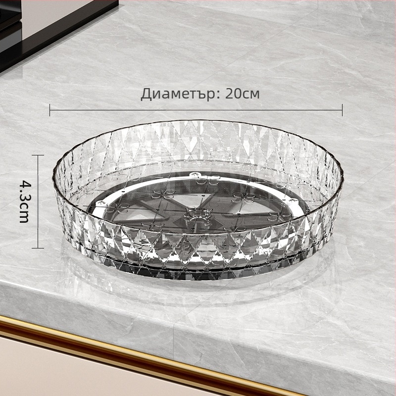 Въртяща се стойка за кухненски плот, многофункционална, въртяща се чиния, стойка за съхранение на подправки, тава за съхранение на плот за хол
