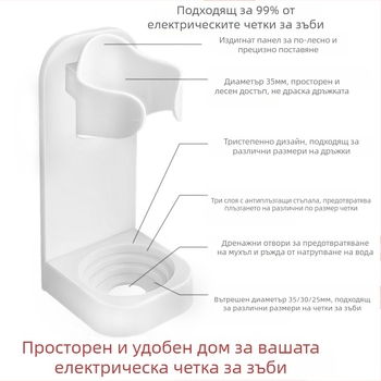 Поставка за съхранение на електрическа четка за зъби, основа за четка за зъби, стенен монтаж, обикновена поставка за съхранение на ежедневни нужди, държач за четка за зъби