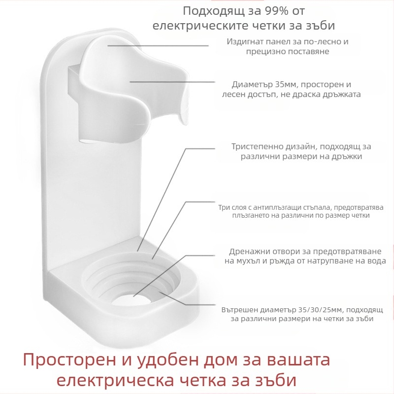 Поставка за съхранение на електрическа четка за зъби, основа за четка за зъби, стенен монтаж, обикновена поставка за съхранение на ежедневни нужди, държач за четка за зъби
