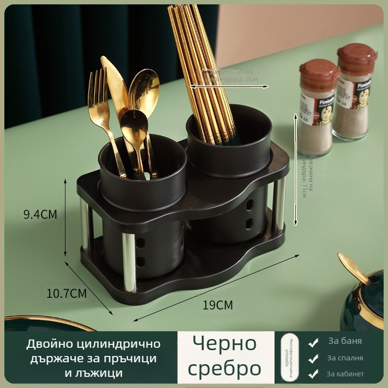 Популярен държач за ножове, тръба за клечки за хранене, многофункционален кухненски рафт за съхранение на ножове и вилици