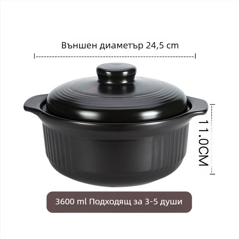 Керамична тенджера за супа Kangshu, тенджера за яхния, домакинска порцеланова тенджера с голям капацитет, тенджера за овесена каша с открит пламък, директно горене, термоустойчива газова тенджера