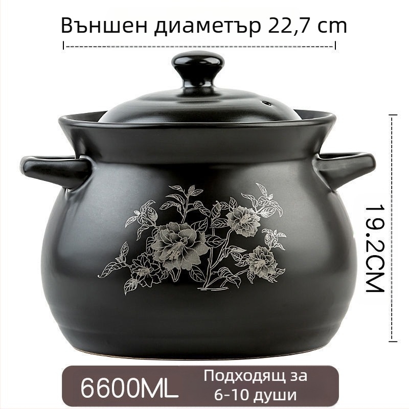 Керамична тенджера за супа Kangshu, тенджера за яхния, домакинска порцеланова тенджера с голям капацитет, тенджера за овесена каша с открит пламък, директно горене, термоустойчива газова тенджера