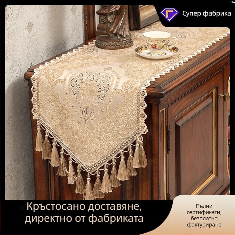 Европейски флаг за маса, достъпен луксозен френски флаг за легло, дантелена покривка за маса, неплъзгаща се, стилна, висок клас, покривка за дома