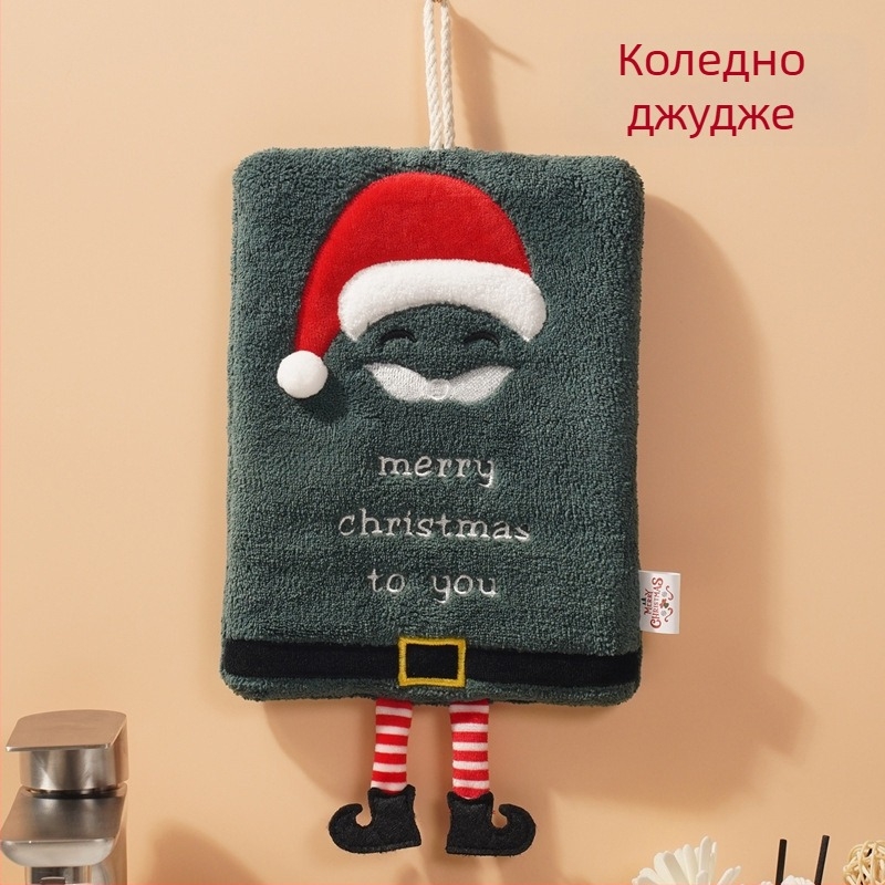 Коледна кърпа, която може да се окачи, дебела кърпа от коралов полар, кухненска абсорбираща бързосъхнеща кърпа, нова, с анимационен филм