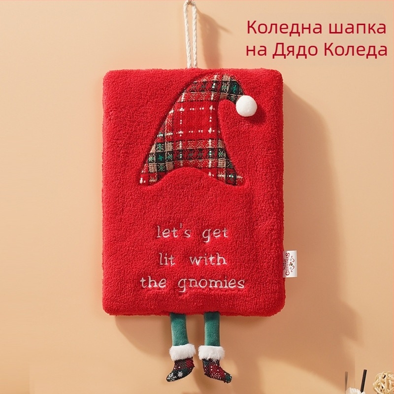 Коледна кърпа, която може да се окачи, дебела кърпа от коралов полар, кухненска абсорбираща бързосъхнеща кърпа, нова, с анимационен филм