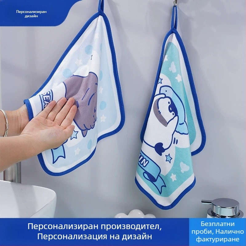 Коледна кърпа, която може да се окачи, дебела кърпа от коралов полар, кухненска абсорбираща бързосъхнеща кърпа, нова, с анимационен филм