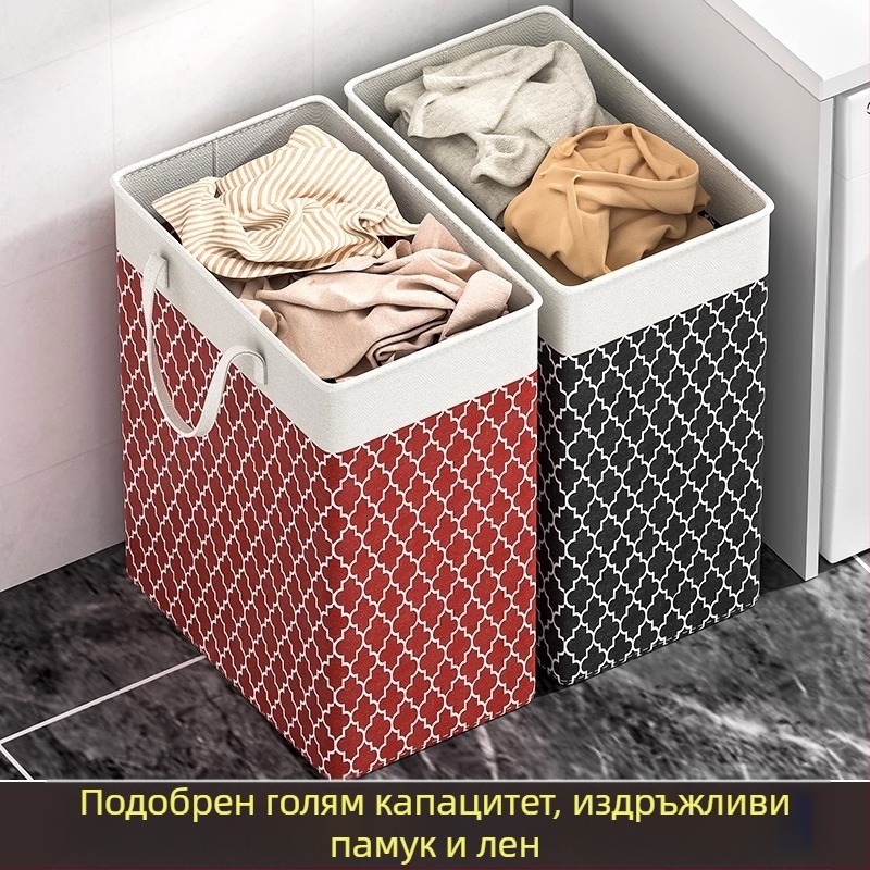 Кошница за мръсни дрехи Домакинство Голям капацитет Кошница за съхранение в банята Модел Преносима платнена кошница за мръсни дрехи Кошница за пране Водоустойчива чанта за съхранение