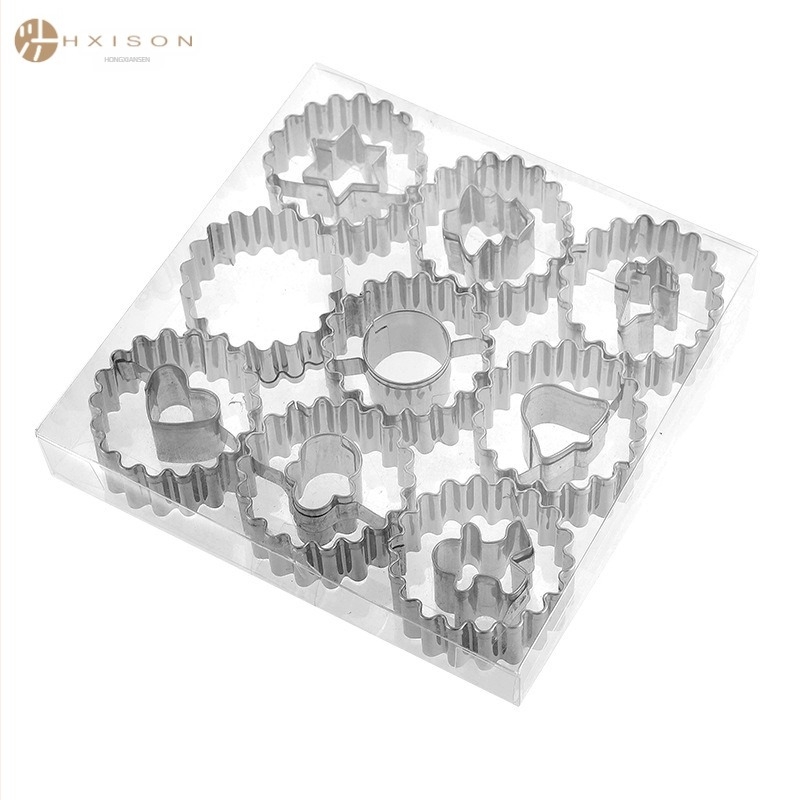 Комплект от 9 форми за коледни бисквитки от неръждаема стомана, форма за бисквитки с конфитюр Fontaine, форма за великденски сладкиш с захар, изрязана форма за джинджифилово човече