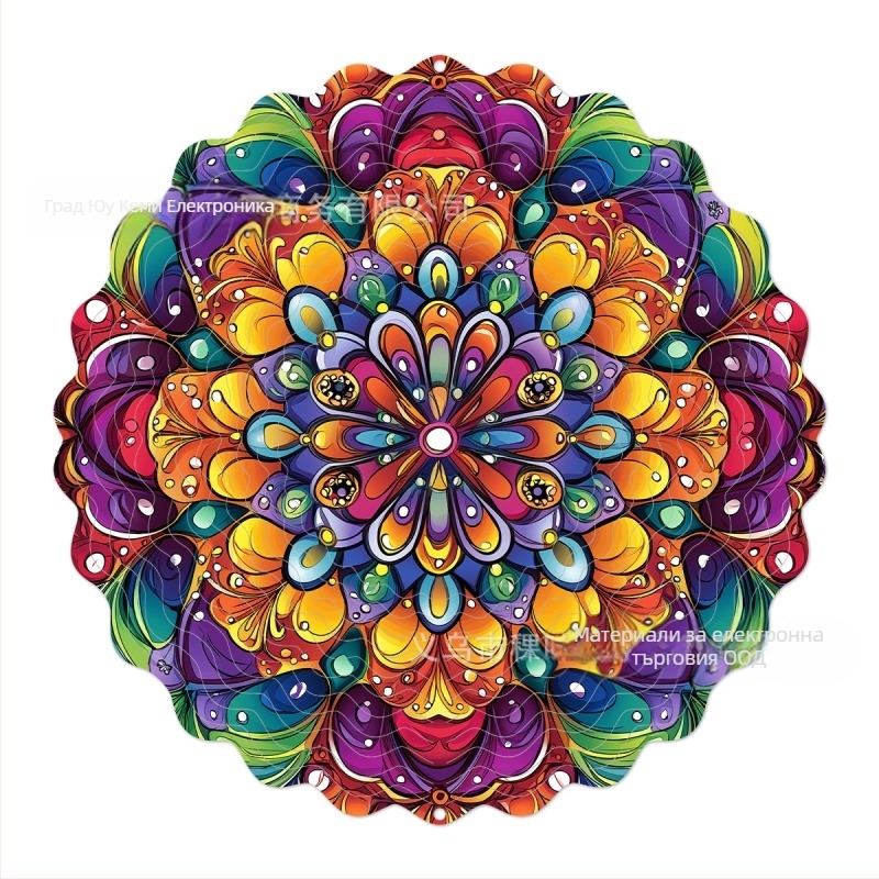 Трансгранична фабрика директно 3D въртящ се вятър към цвят въртящ се вятърен звънец към метална висяща декорация за дворна градина