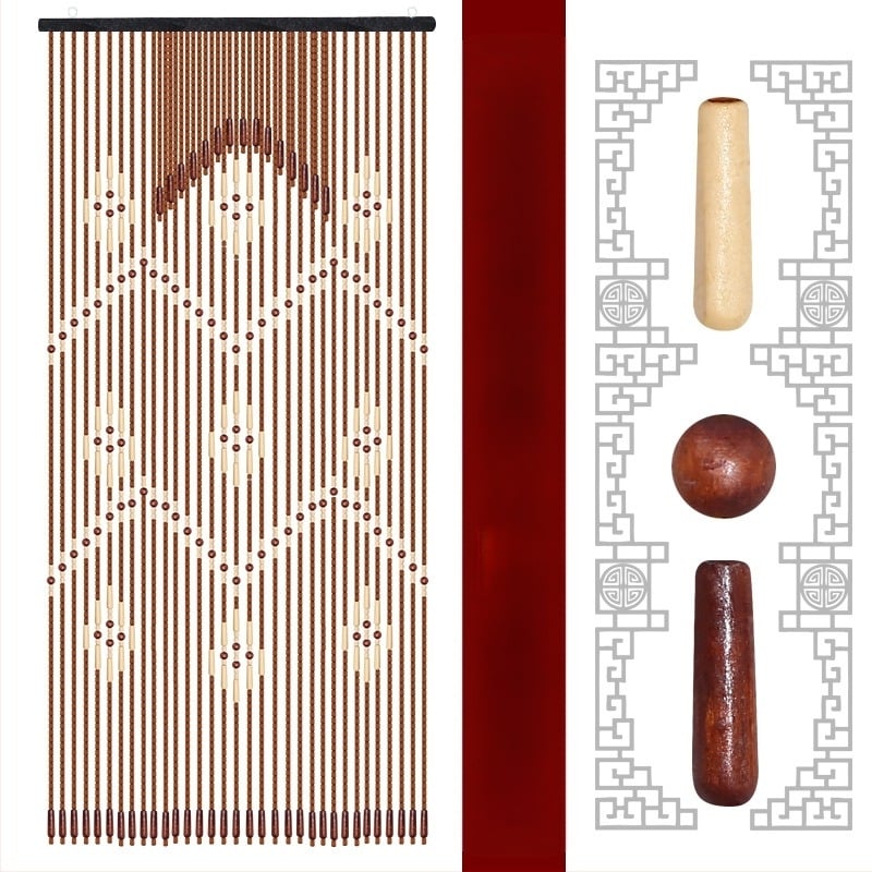 Масивна дървена завеса с мъниста, завеса за врата, подвижна форма, завеса за преграда, баня, спалня, хол, завеса за врата