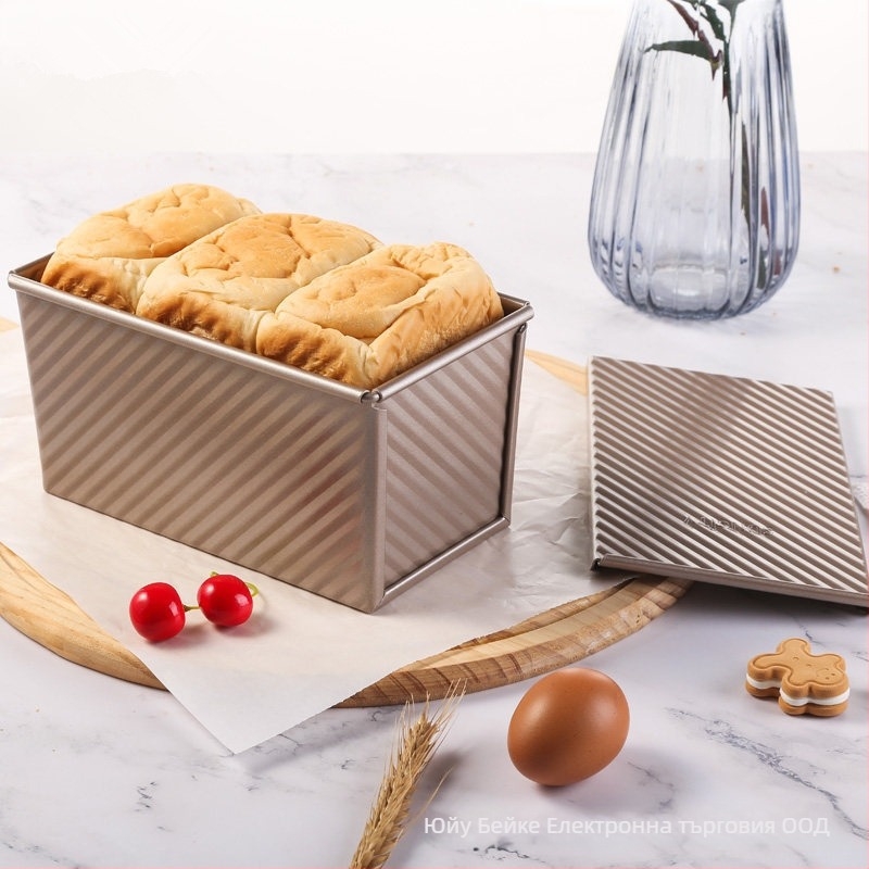 Кутия за препечен хляб Cross-Border Golden Corrugated 450 г, незалепваща форма за препечен хляб с капак, инструменти за печене във фурна
