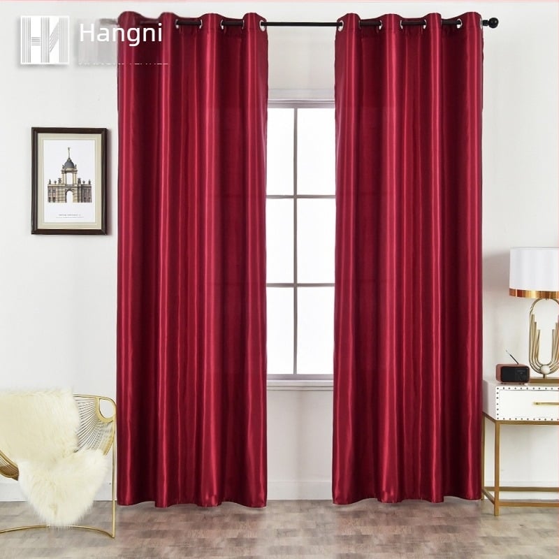 Специализирани двустранни гланцирани сатенени полузатъмняващи трансгранични завеси, тънки сатенени завеси с домашно покритие, завеси в чист цвят