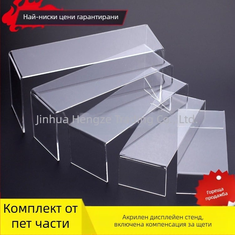 Акрилна прозрачна стойка за дисплей за обувки, стойка за дисплей за козметика, стойка за бижута, петслойна стойка за обувки, стълба за дисплей, реквизит