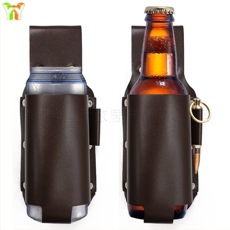 Нов външен къмпинг, планинско катерене, преносим калъф за чаша от кожа за бира, креативен защитен калъф за минерална вода