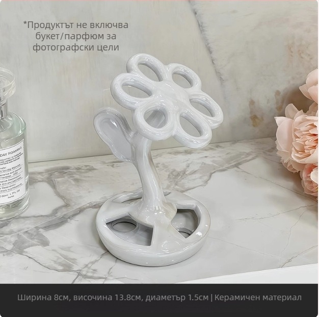 Тоалетна креативна стойка за съхранение на четки за зъби, козметична четка, стойка за съхранение на писалки за вежди за зъболекарски комплект, керамична основа, домакинство