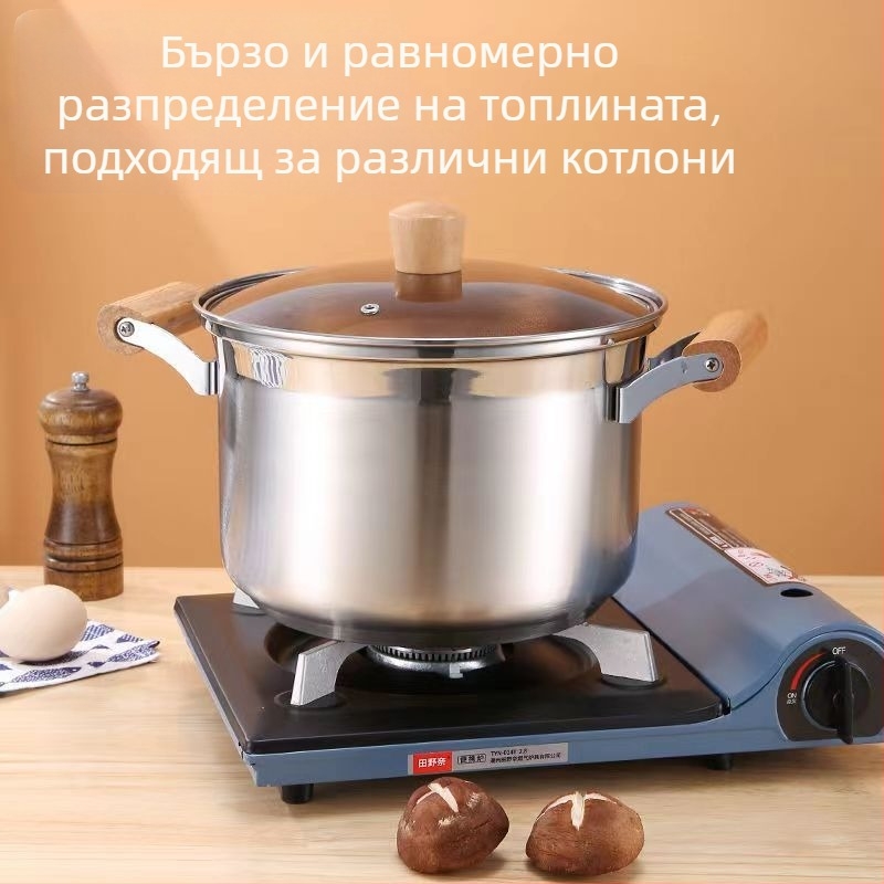 Немагнитна удебелена тенджера за супа от неръждаема стомана, тенджера за мляко, тенджера за хранителни добавки, тенджера за готвене, гореща тенджера, газова индукционна печка, универсална незалепваща