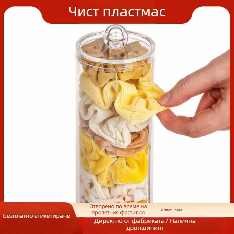 Кутия за съхранение на аксесоари за коса, настолна кутия за бижута с голям капацитет, ученическа детска каишка за коса, заглавие, прахоустойчива прозрачна тоалетка